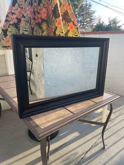 Large Wall Mirror with Dark Wood Frame