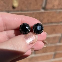 Black Spinel Stud Earrings 