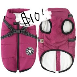 Aiboria Dog Jackets Dog Coat For Winter Windproof Waterproof Skiing Dog Vest Fleece Warm Dog Jacket With Chest Strap Belt Purple M