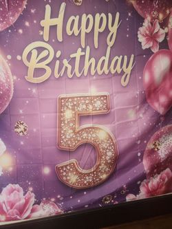Happy Birthday Number 5 Party Backdrop Banner