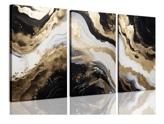 New!  16x24 3 Pc Abstract Marble Canvas Wall Art. 