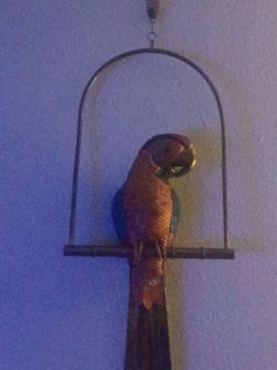 Decorative Parrot Figure on Hanging Swing