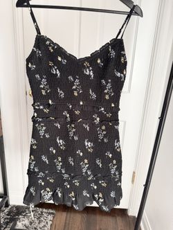 Abercrombie & Fitch - Black Floral Smocked Mini Dress, Size Large