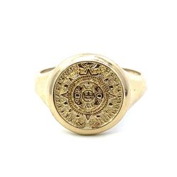 Men’s 14k Yellow Gold Aztec Mayan Calendar Ring Size 10 GP3120158