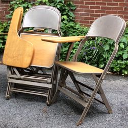 Mid-Century Industrial Metal Folding Desk Chair