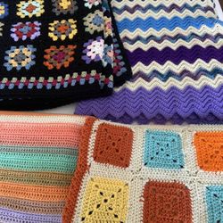 Pillows, Crocheted Blankets 