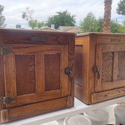 Antique Alaska Oak Ice Boxes — Matching Pair | Muskegon