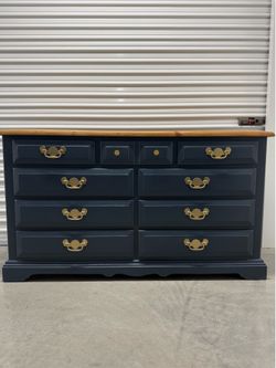 🚨Free Delivery Navy Blue Solid Wood Dresser -9 Drawers