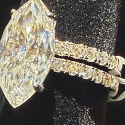 # 44- Size 9 Gorgeous 4.50 CTW Marquise Moissanite Wedding Ring Set