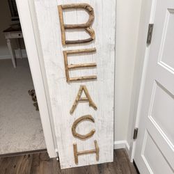 Wooden Decorative Sign, Ocean Beach Coastal Driftwood