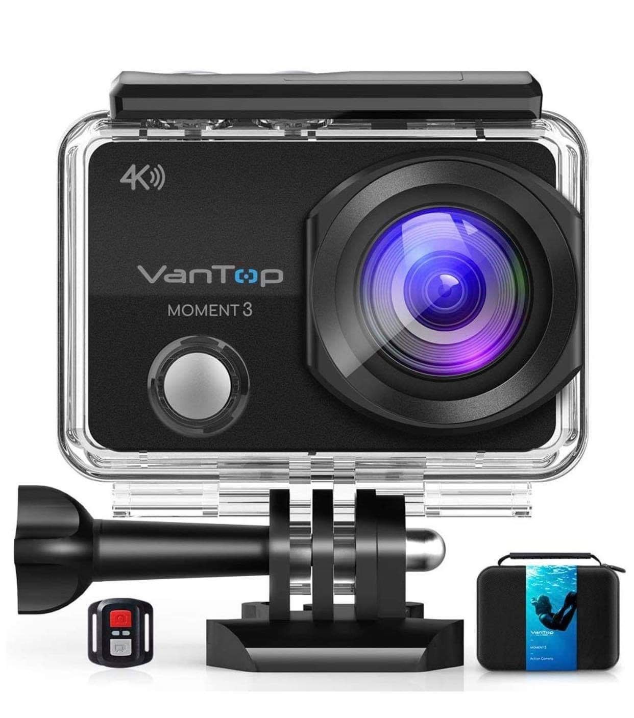 VanTop Moment 3 4K Action Camera w/Gopro Compatible Carrying Case