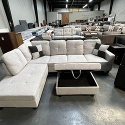 Sectional Light Grey WITH FREE OTTOMAN