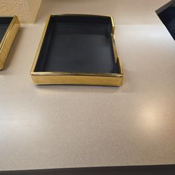 2 Heavy, Golden Letter Size Desk Trays