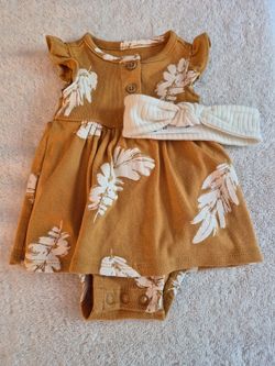 Baby Girl Dress Romper with Headband, Size Newborn,  Carter's