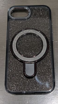 For Apple iPhone 16e 17e black magsafe glitter bling case