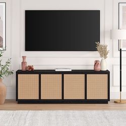 Rectangular TV Stand for TV's up to 78", Black Grain
