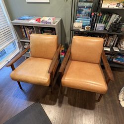 2 Mid century Leather Chairs 