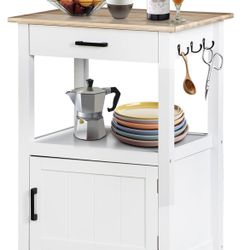 Kitchen Island Cart with Solid Wood Top W/ Wheels For Sale $33.00 50%+ OFF Retail $67.99 NEW IN BOX