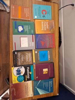 Various textbooks on Stats, ML, Econ, Math etc.