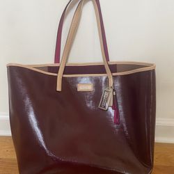 Coach Park Metro Burgundy Patent Leather Tote