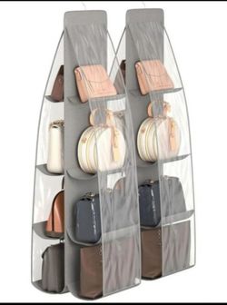 NWT Clear Hanging Purse Organizer Set of 2- Grey