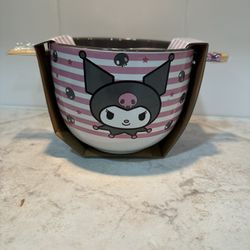 Kuromi Ceramic Bowl with Chopsticks 