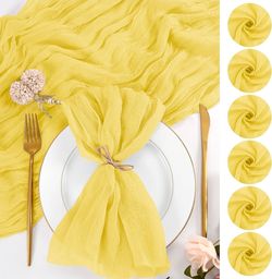 Yellow Sheer Cloth Napkins Set of 12 Reusable Baby Shower Table Decor 20 x 20 In