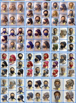 Cotton face mask with matching hair cap