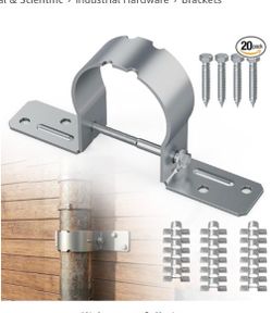 1-1/2" Fence Post Bracket,20PK Steel to Wood Fence Bracket,Fence Brackets for Metal Posts to Wood,Galvanized Pipe Grip Tie, 1-1/2-Inch Two-Hole Condui