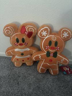Christmas, Mickey and Minnie gingerbread plush set