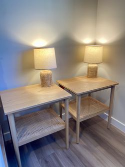 Pair of Bohemian NightStands w/ Lamps 