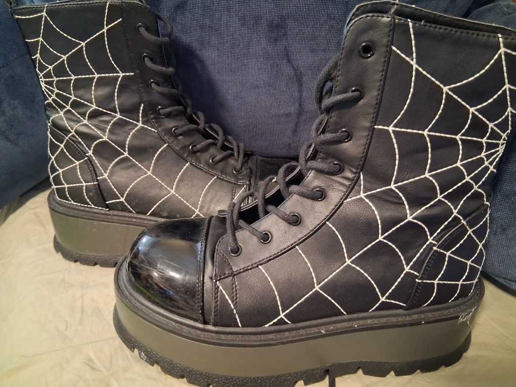 Goth Webbed Boots By Demonia