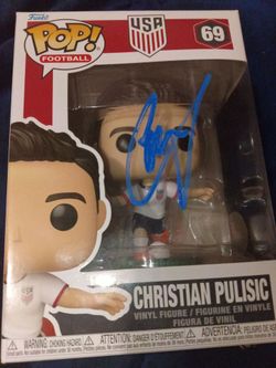 Christian Pulisic autograph Funko pop figure signed USA FIFA soccer