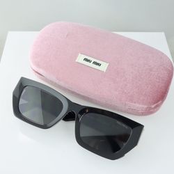 Miu Miu Square Sunglasses in Black with Gray Lens
