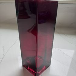 Ruby Red Teleflora Heavy 9” Tall Square Vase $10
