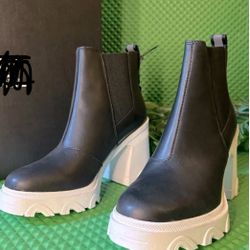 Sorel Brex Chelsea Heeled Womens Size Us 6.5 Waterproof Pull On Boots Black