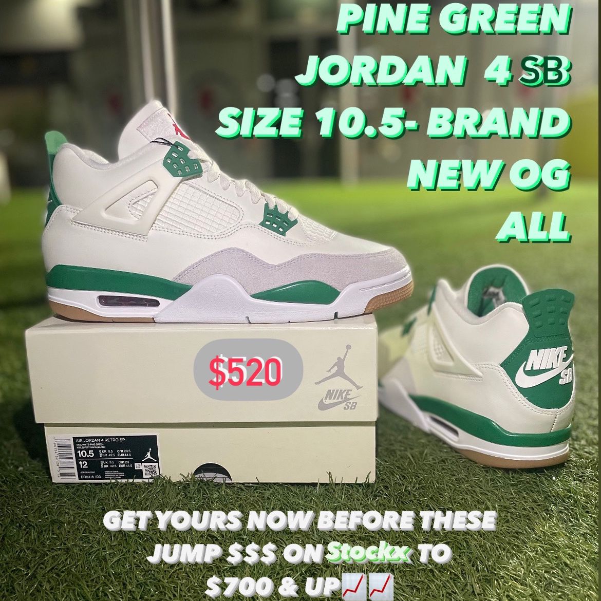 Jordan 4 SB Pine Green Size 10.5 