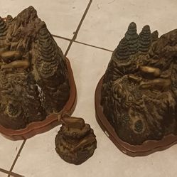 Set Of 3 Bronze Urns Deaf Mountains ⛰️  Made By Dan Parker 
