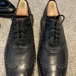 Mens Black Leather Cole Haan Zero grand Wingtip Sz 10.5