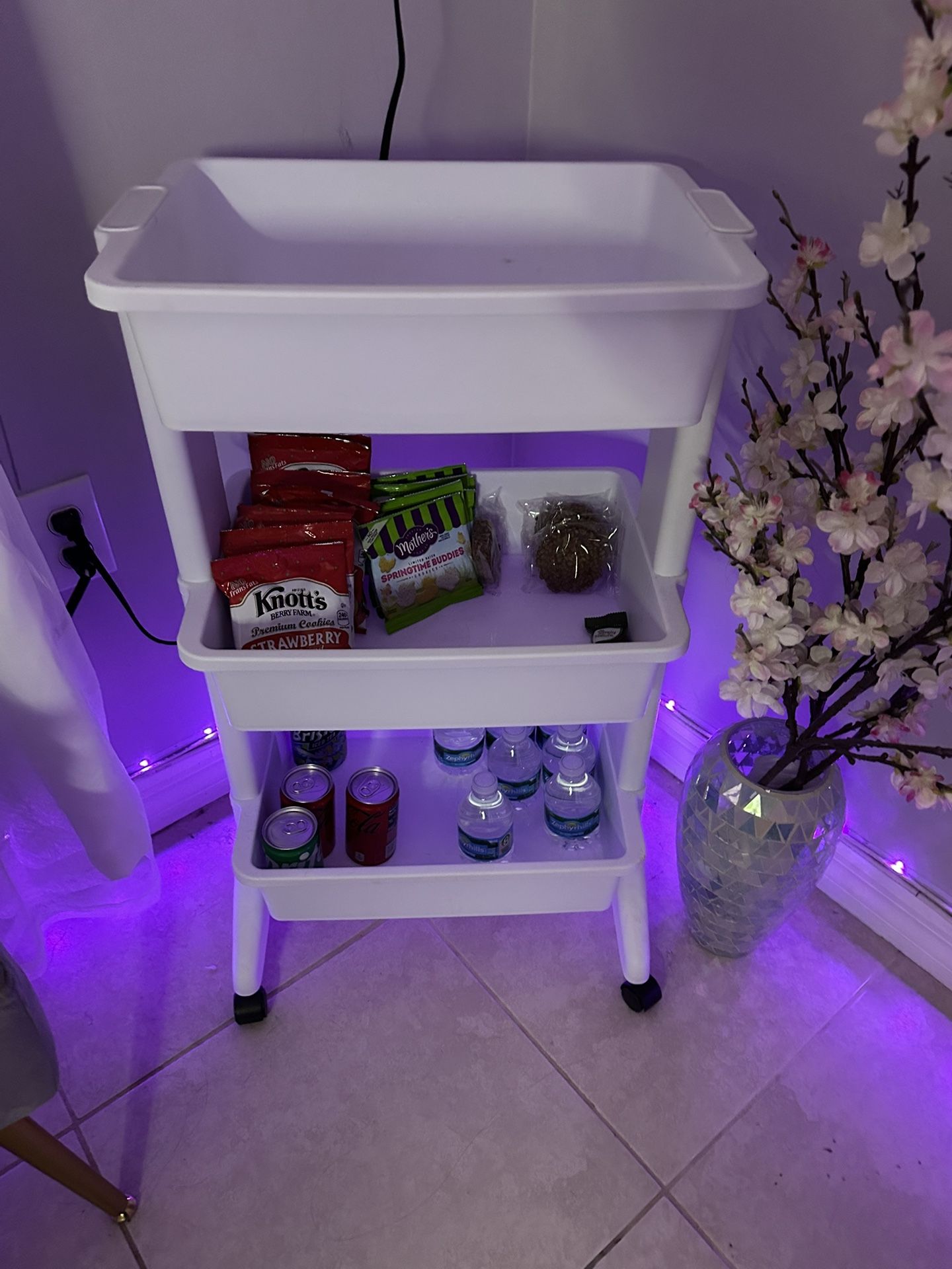 White Rolling Cart