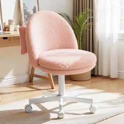 Small Ergonomic Tall Office Chair Velvet Computer Desk Chair Vanity Chair - Pink