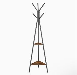VASAGLE Coat Hanger Stand with 2 Shelves