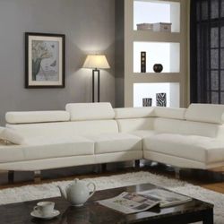 Sectional Sofa White Color "New!>>Fiɲancing Available!>>0 Down Payment 