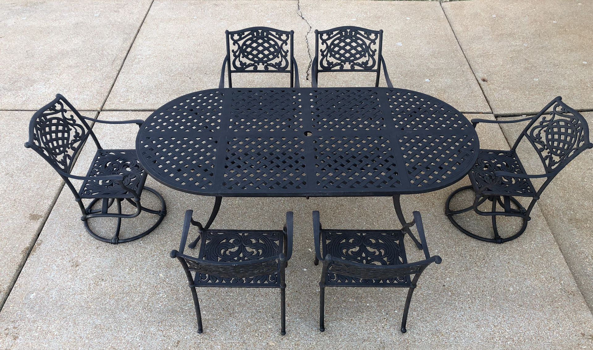 ⭕️HANAMINT Outdoor Patio Furniture 6 Seat 7 piece Dining Set-HUGE 7ft Table