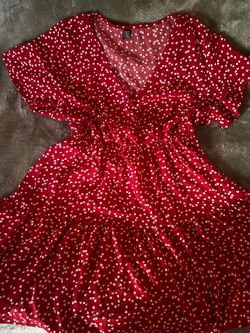 SHEIN Red Heart Print Wrap Dress 3XL