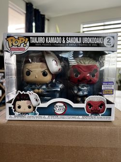 Demon Slayer Tanjiro Kamado and Sakonji Urokodaki Funko Pop Summer Convention Exclusive