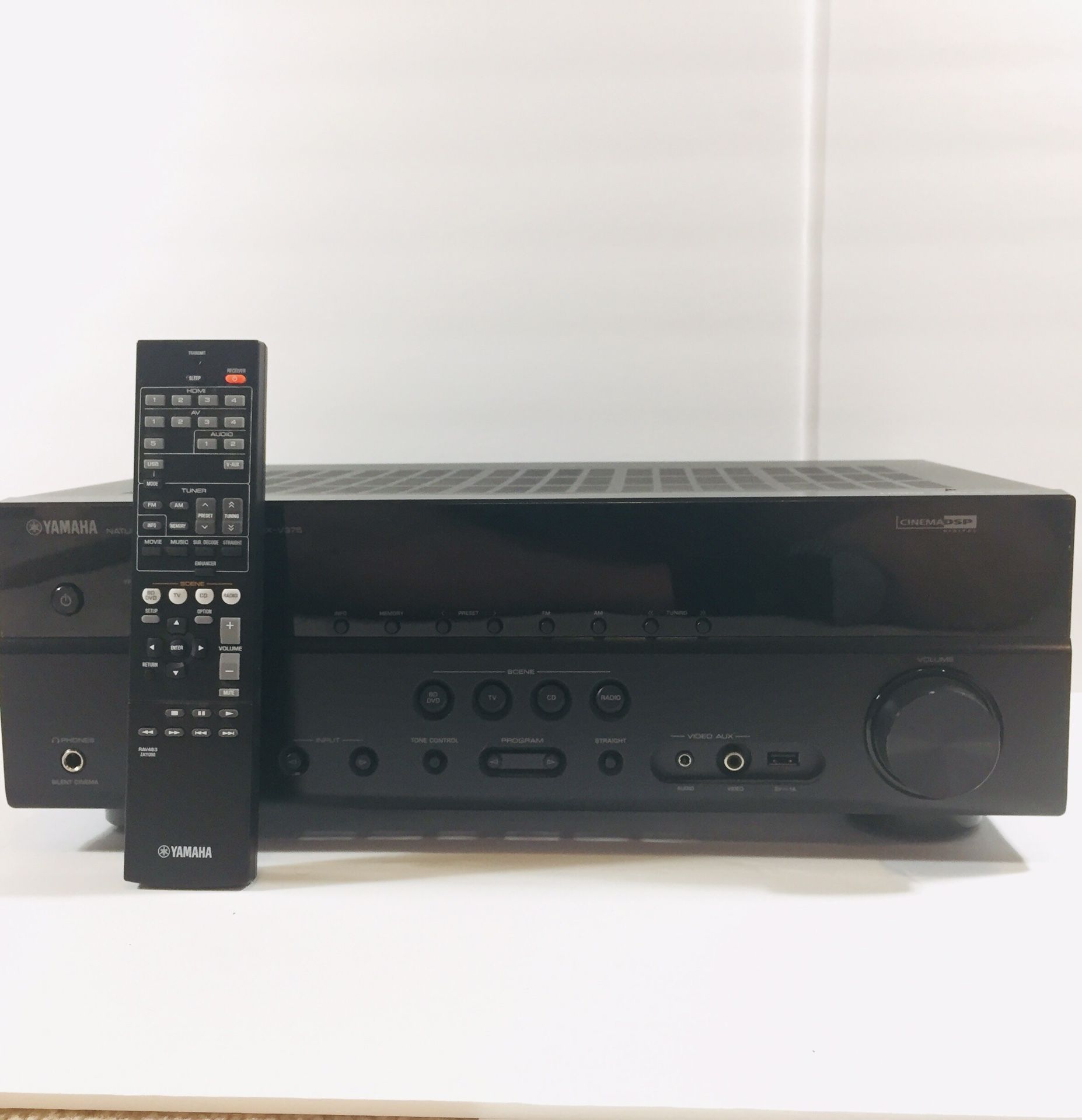 AV Receiver, Stereo, Yamaha RX-V375 w/ Remote, Home Audio Amplifier, Tested and Working.