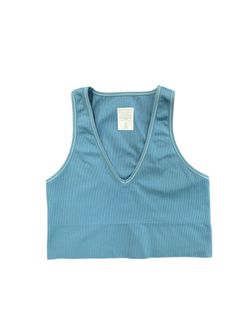 Athleta Teal Ribbed V-Neck Cropped Tank Top  Athleisure  Athletic Size Large