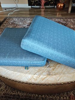 2, teal / turquoise blue, seat cushions. 19x19x4