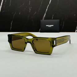 SAINT LAURENT SL 572 005 Green Brown Unisex Medium 50 mm Sunglasses